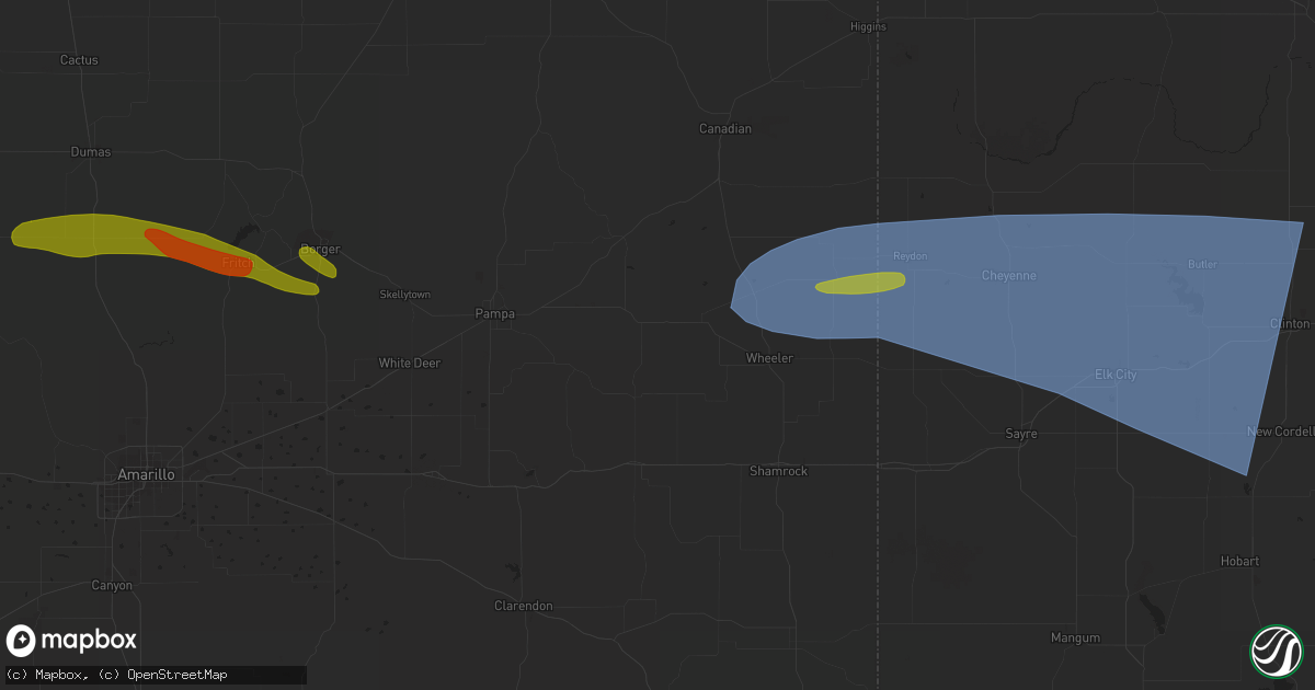 Hail map in Hammon, OK on June 23, 2023