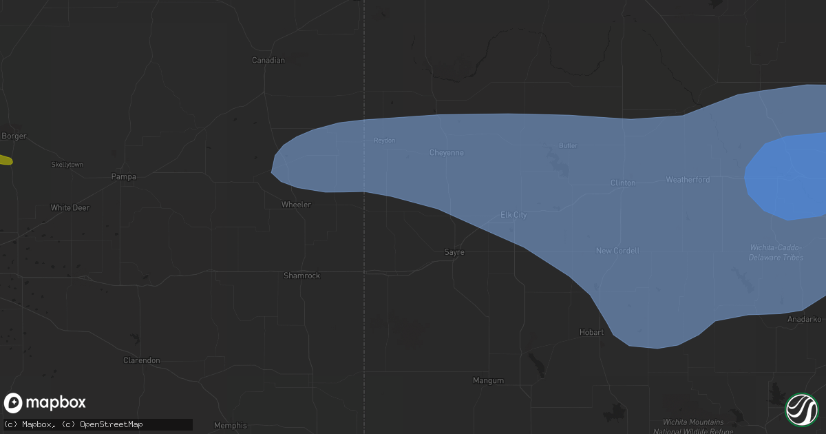 Hail map in Hinton, OK on June 23, 2023