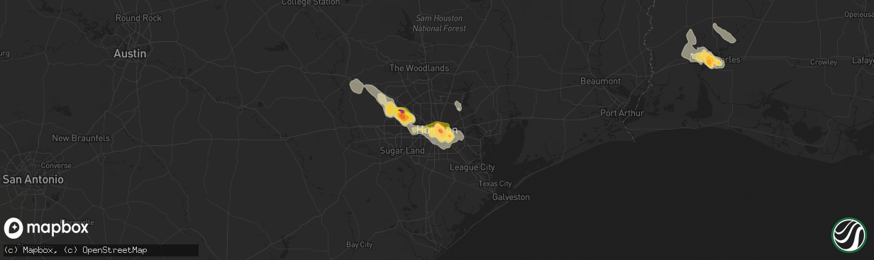 Hail map in Houston, TX on June 23, 2023