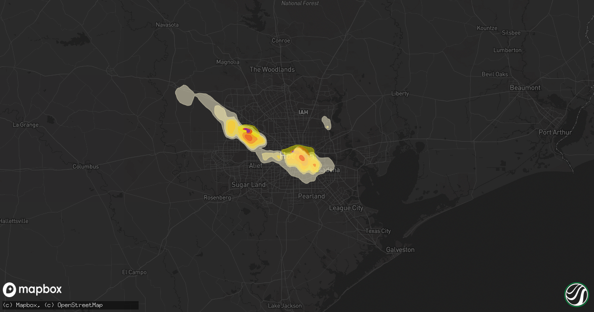 Hail map in Houston, TX on June 23, 2023