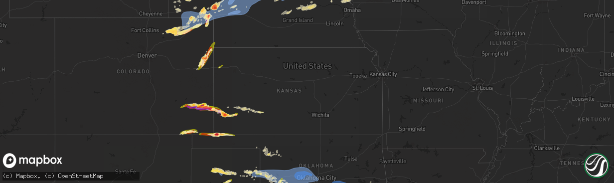 Hail map in Kansas on June 23, 2023