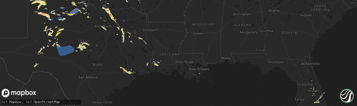 Hail map in Louisiana on June 23, 2023