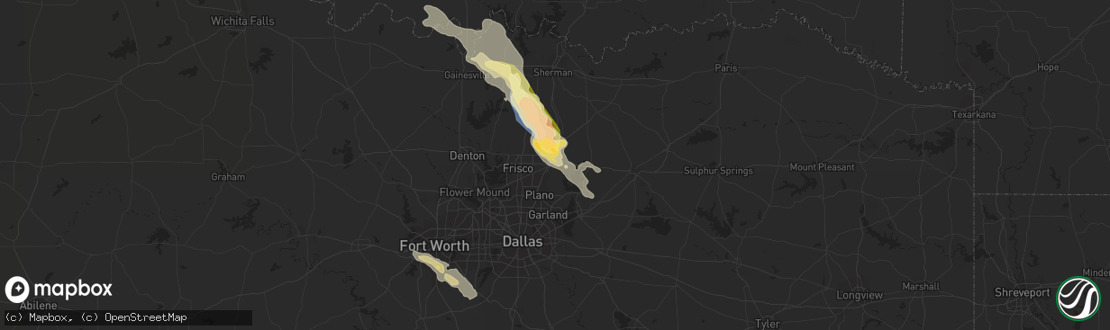 Hail map in Mckinney, TX on June 23, 2023