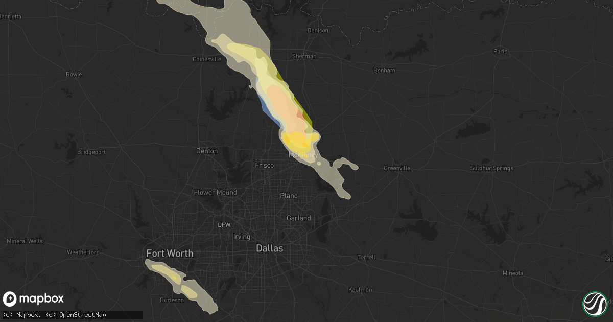 Hail map in Mckinney, TX on June 23, 2023