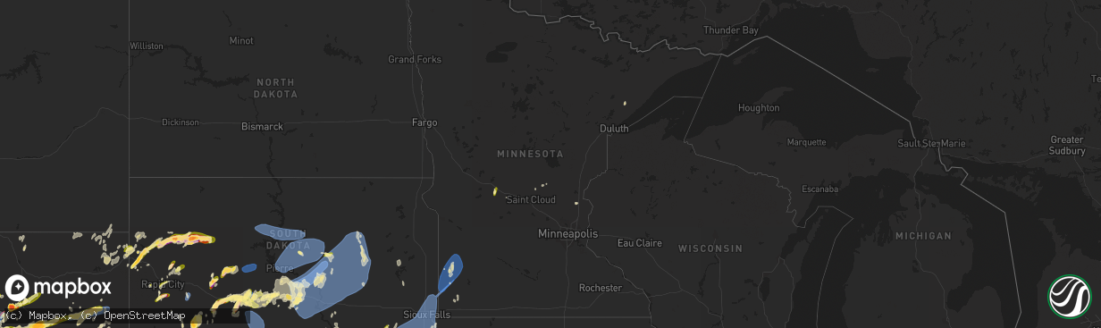 Hail map in Minnesota on June 23, 2023