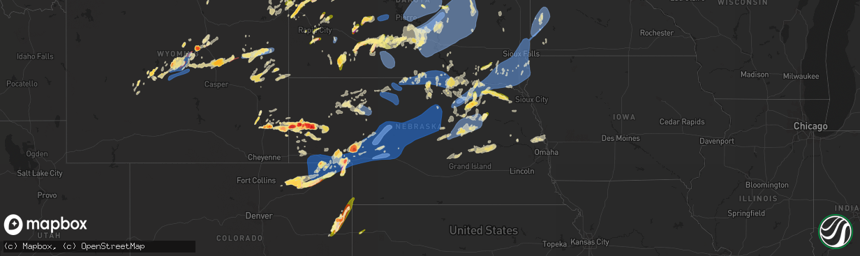 Hail map in Nebraska on June 23, 2023