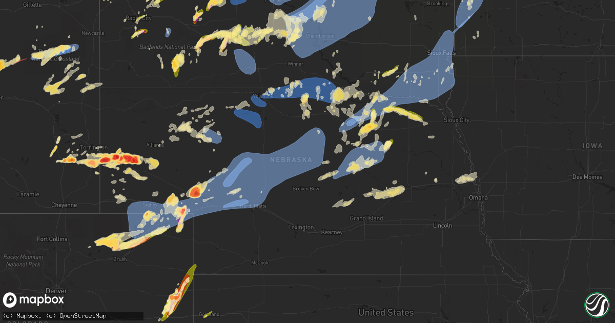 Hail map in Nebraska on June 23, 2023