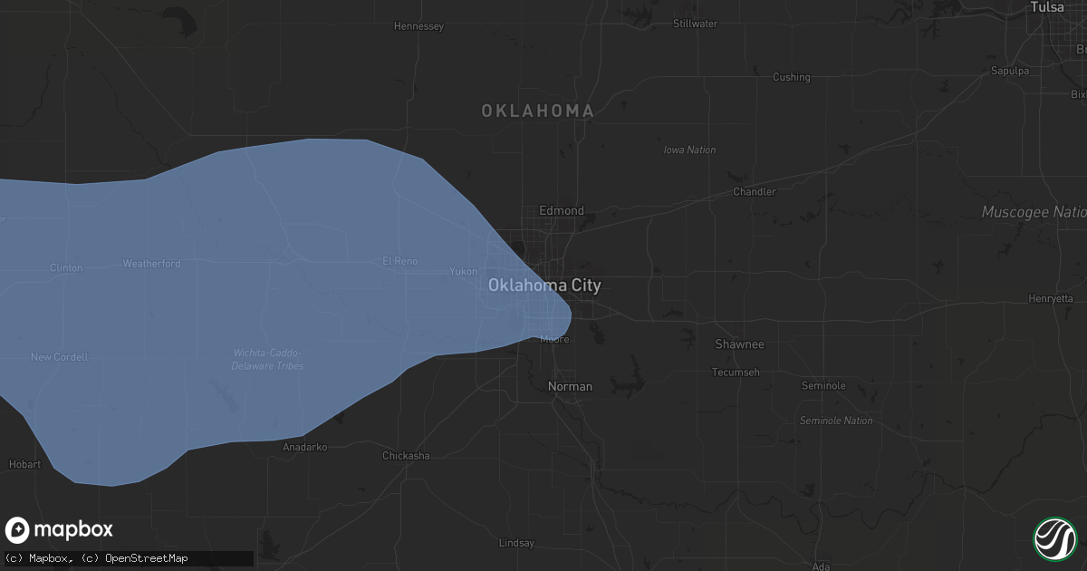 Hail map in Oklahoma City, OK on June 23, 2023