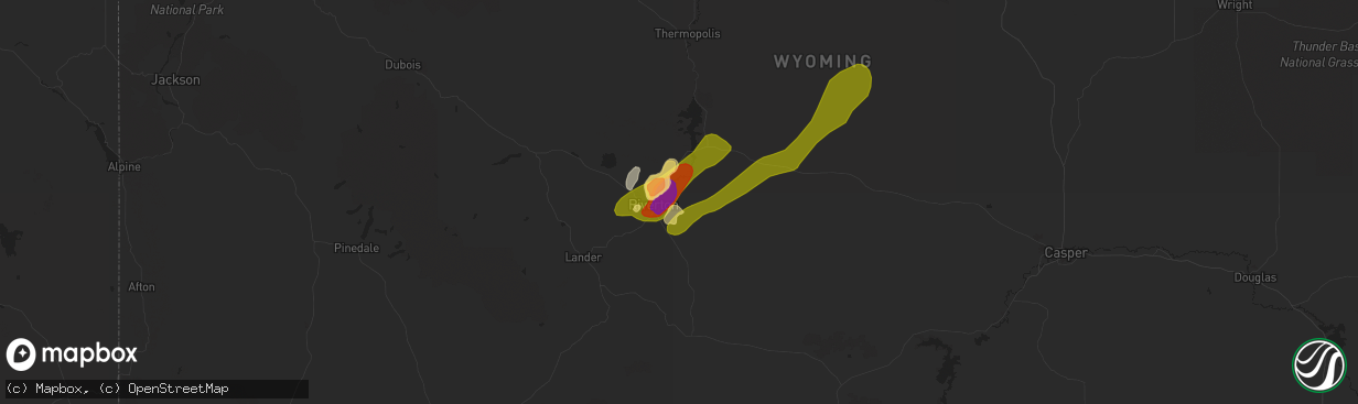 Hail map in Riverton, WY on June 23, 2023