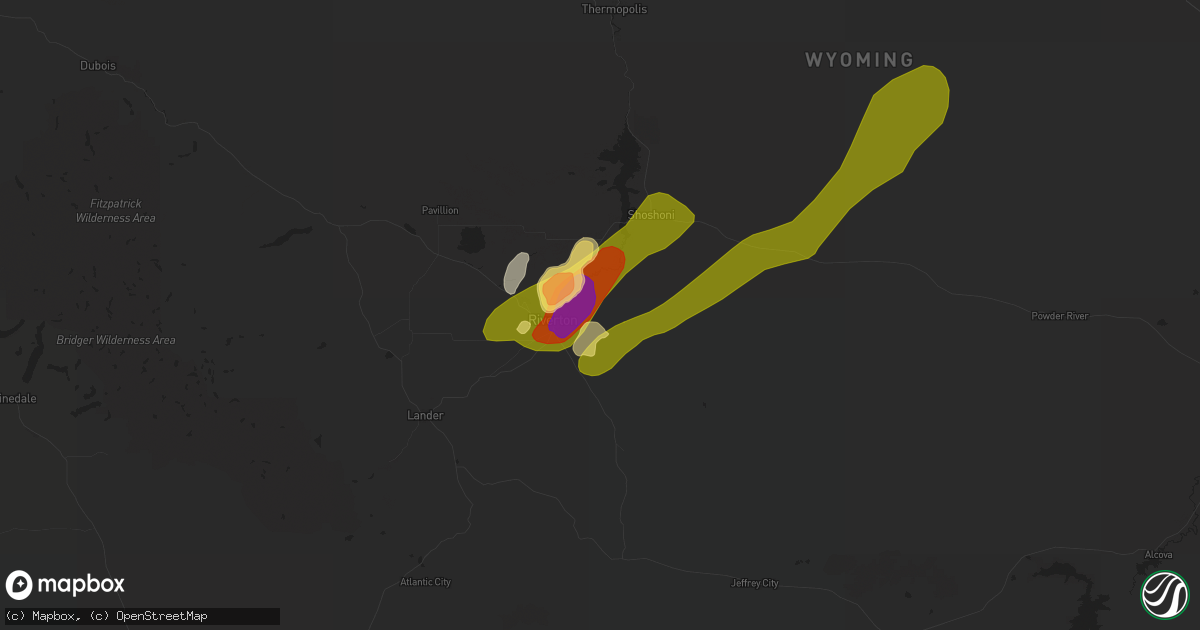Hail map in Riverton, WY on June 23, 2023