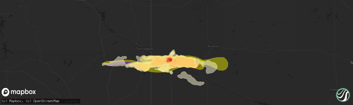 Hail map in Scottsbluff, NE on June 23, 2023