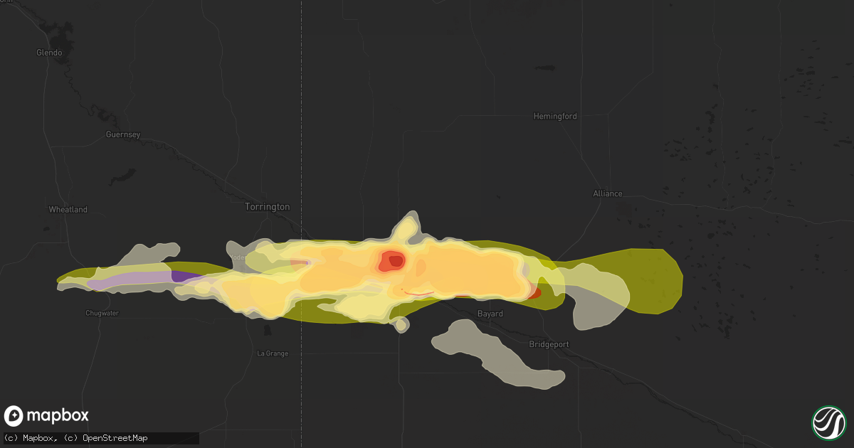 Hail map in Scottsbluff, NE on June 23, 2023
