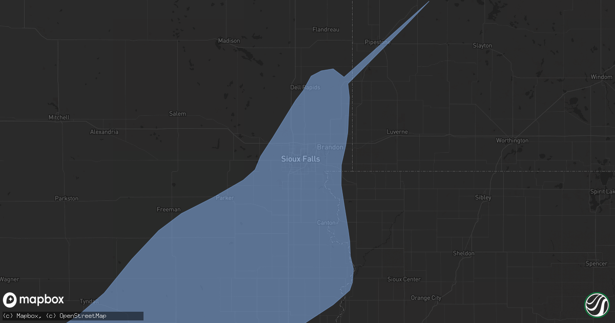Hail map in Sioux Falls, SD on June 23, 2023