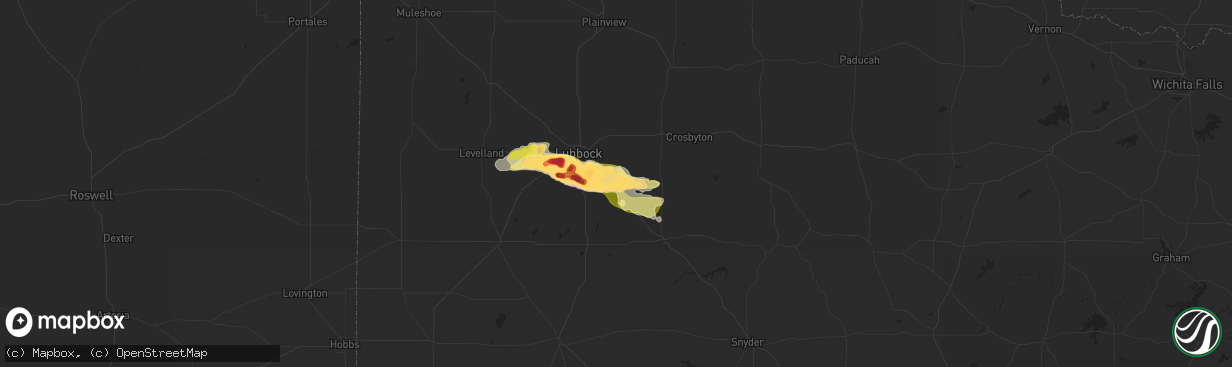 Hail map in Slaton, TX on June 23, 2023