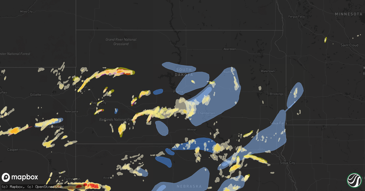 Hail map in South Dakota on June 23, 2023