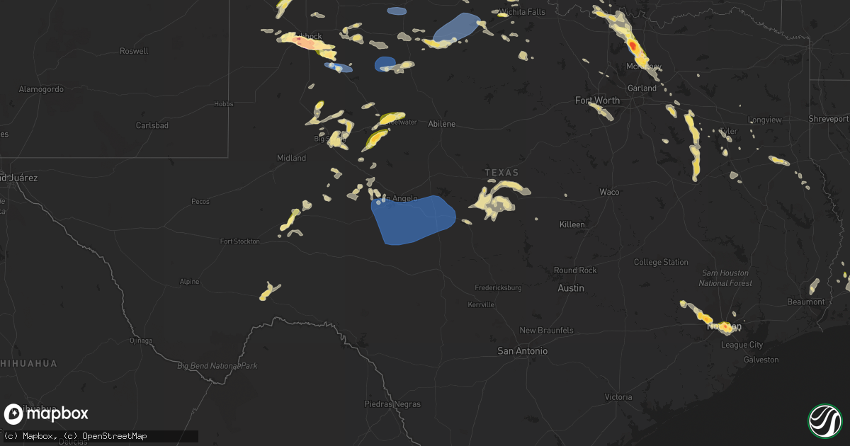 Hail map in Texas on June 23, 2023