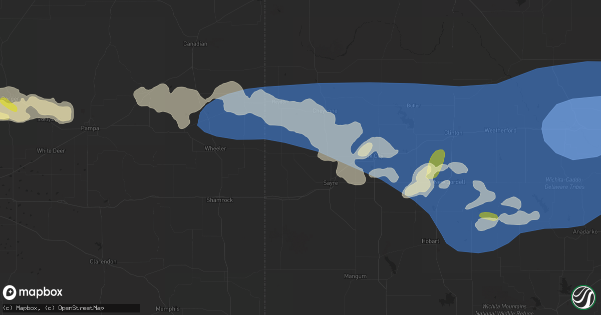 Hail map in Weatherford, OK on June 23, 2023