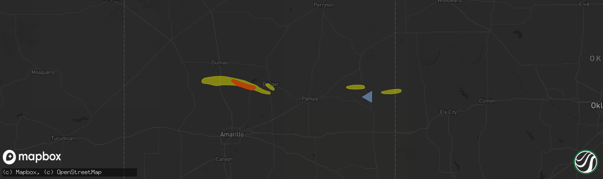 Hail map in Wheeler, TX on June 23, 2023