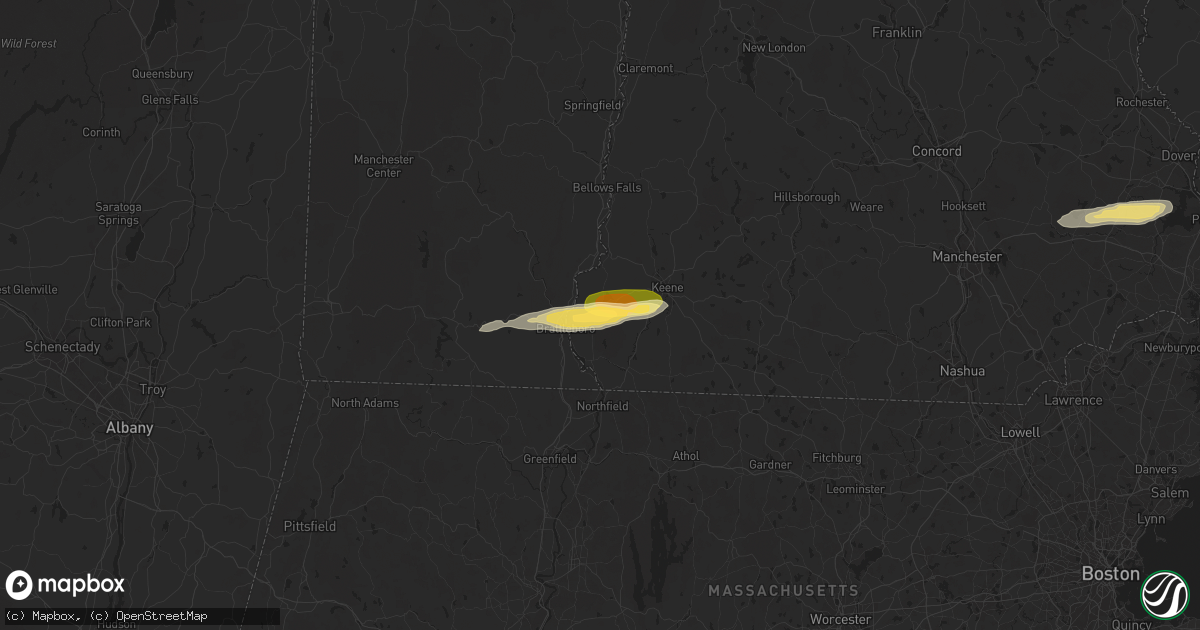 Hail map in Chesterfield, NH on June 23, 2024
