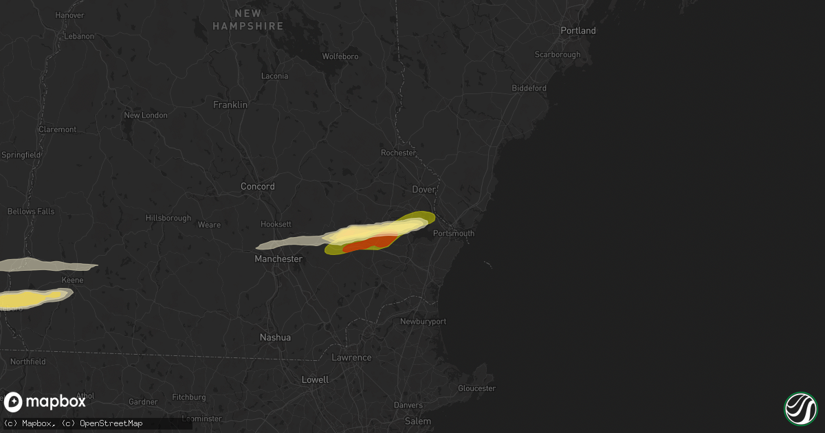 Hail map in Durham, NH on June 23, 2024