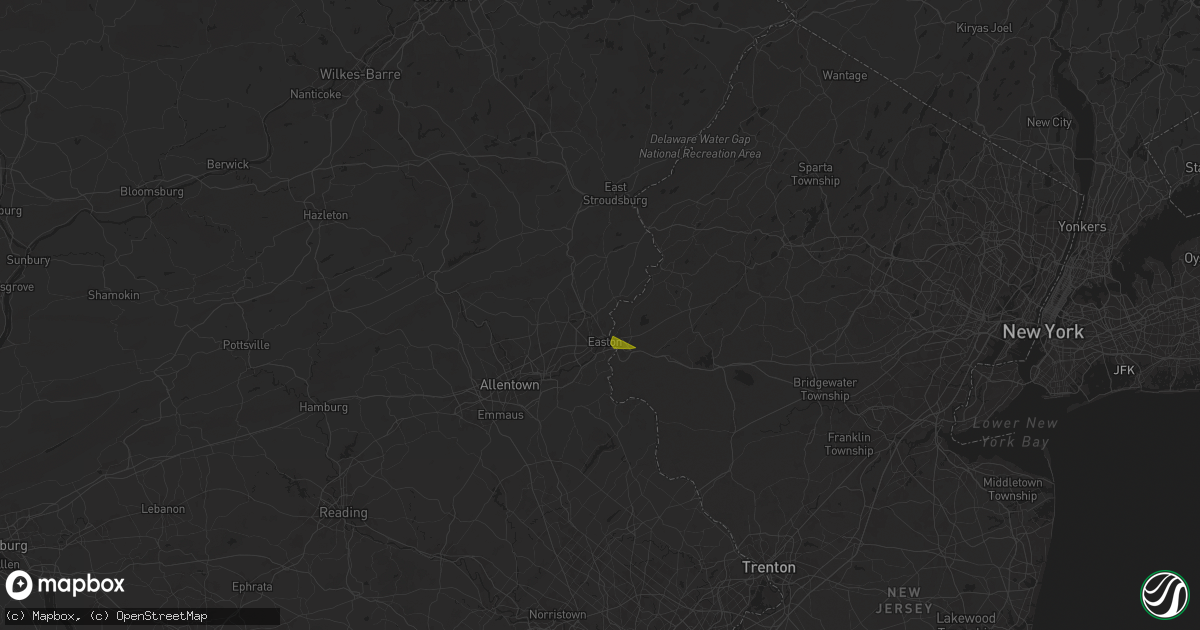 Hail map in Easton, PA on June 23, 2024