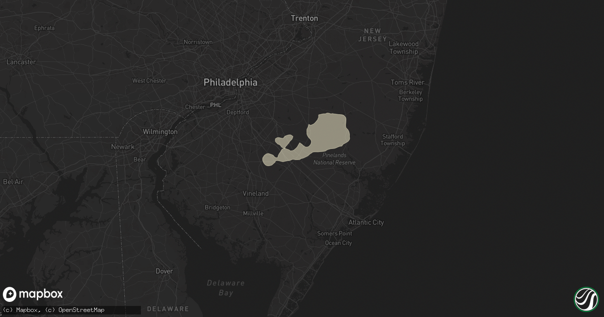 Hail map in Hammonton, NJ on June 23, 2024