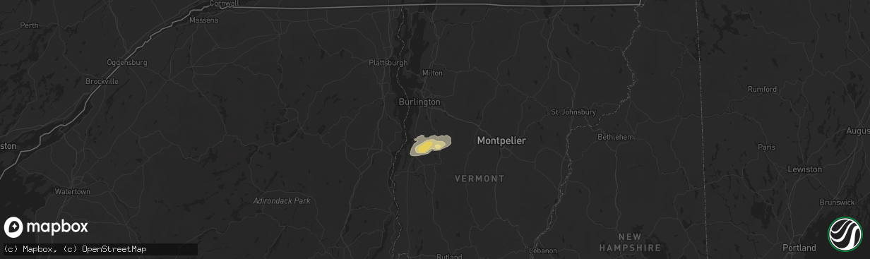 Hail map in Hinesburg, VT on June 23, 2024