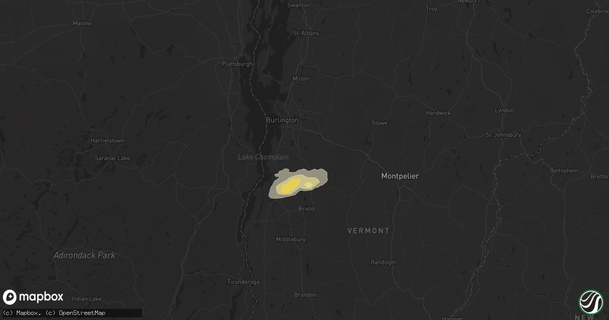 Hail map in Hinesburg, VT on June 23, 2024