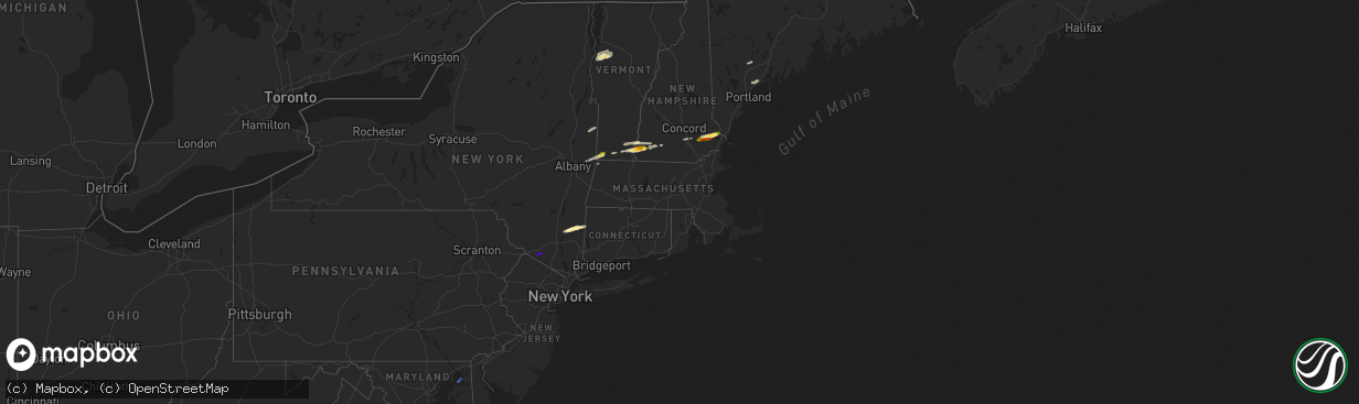 Hail map in Massachusetts on June 23, 2024