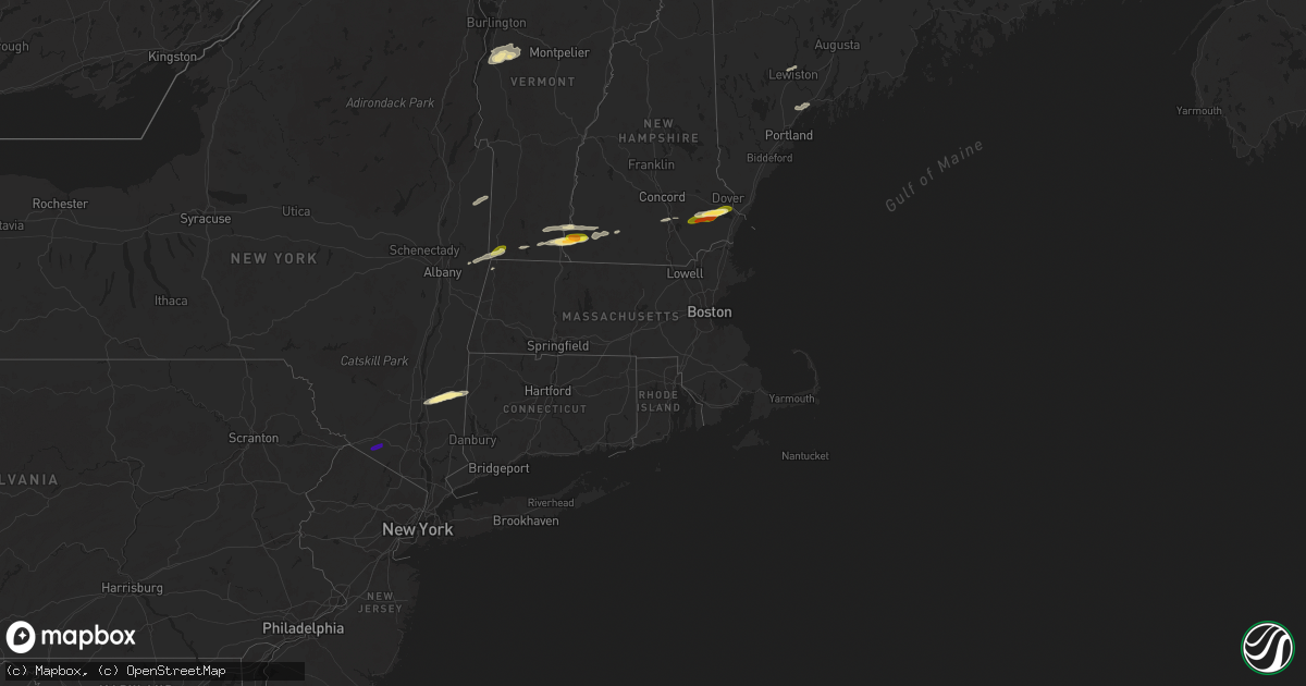 Hail map in Massachusetts on June 23, 2024