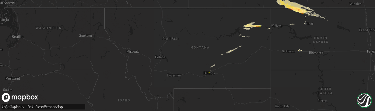 Hail map in Montana on June 23, 2024