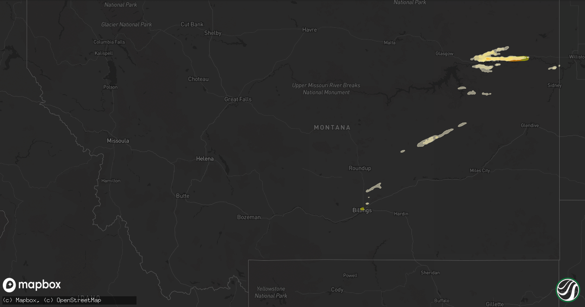 Hail map in Montana on June 23, 2024