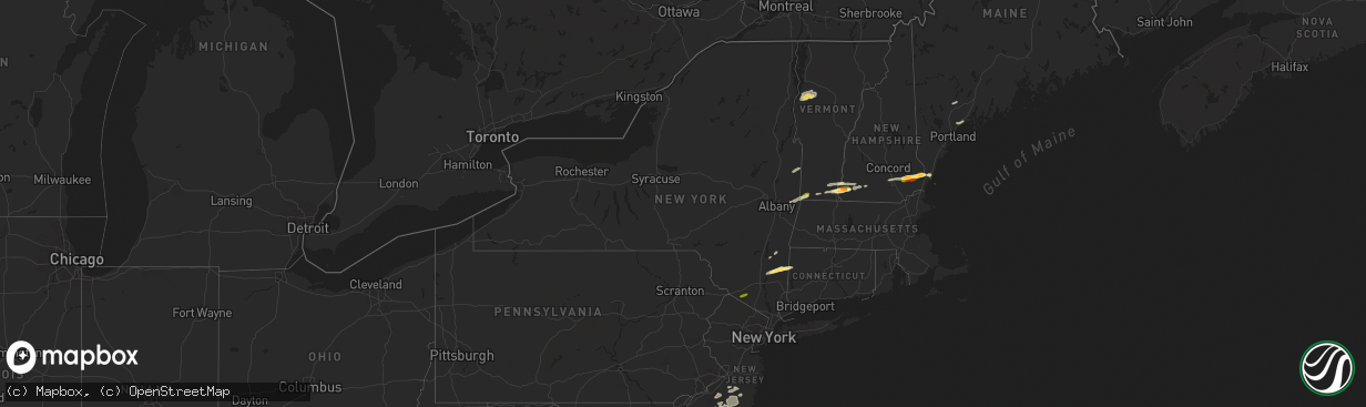 Hail map in New York on June 23, 2024