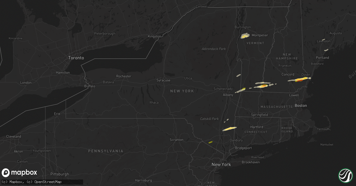 Hail map in New York on June 23, 2024