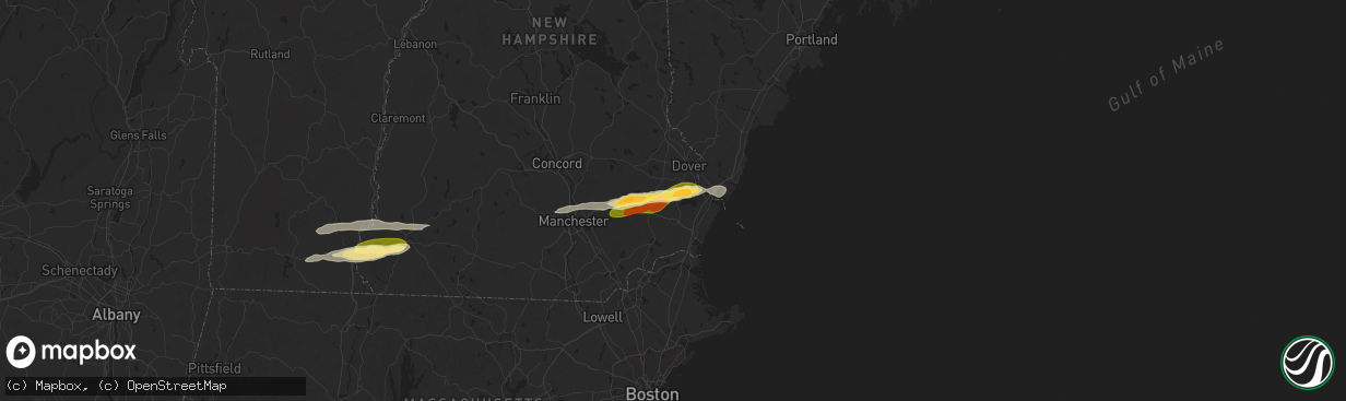 Hail map in Newmarket, NH on June 23, 2024