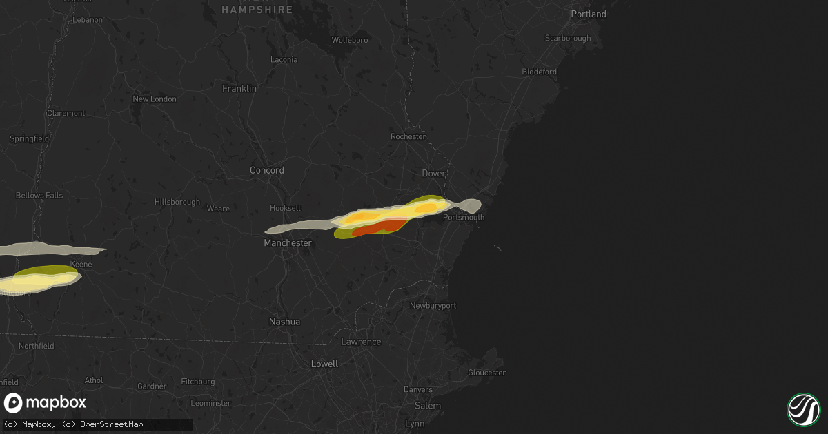 Hail map in Newmarket, NH on June 23, 2024