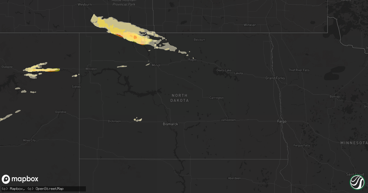 Hail map in North Dakota on June 23, 2024