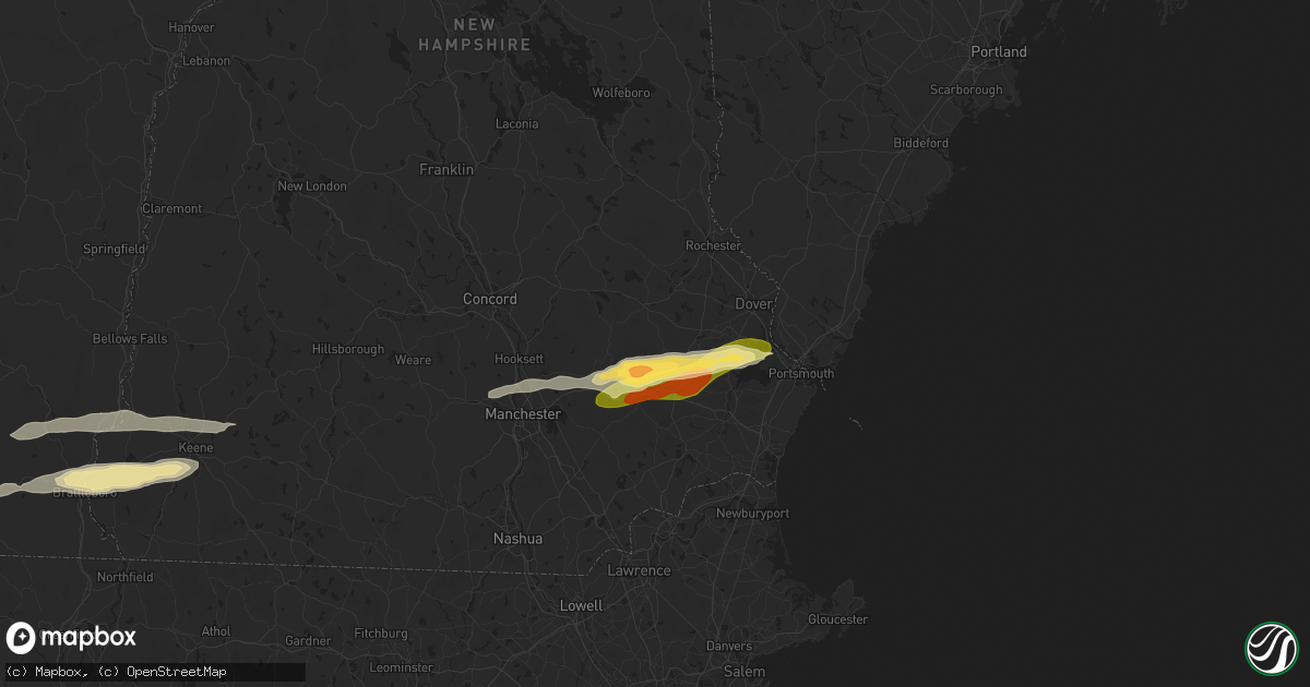 Hail map in Nottingham, NH on June 23, 2024