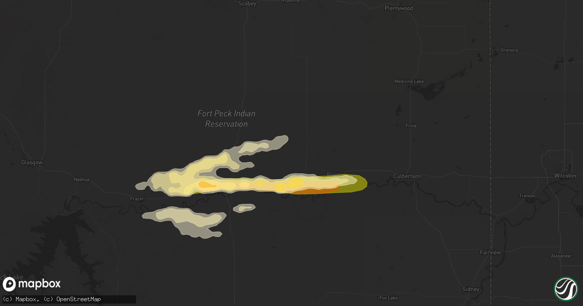 Hail map in Poplar, MT on June 23, 2024