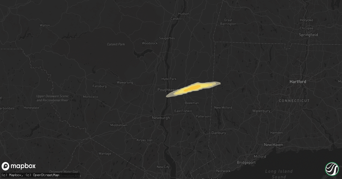 Hail map in Poughkeepsie, NY on June 23, 2024