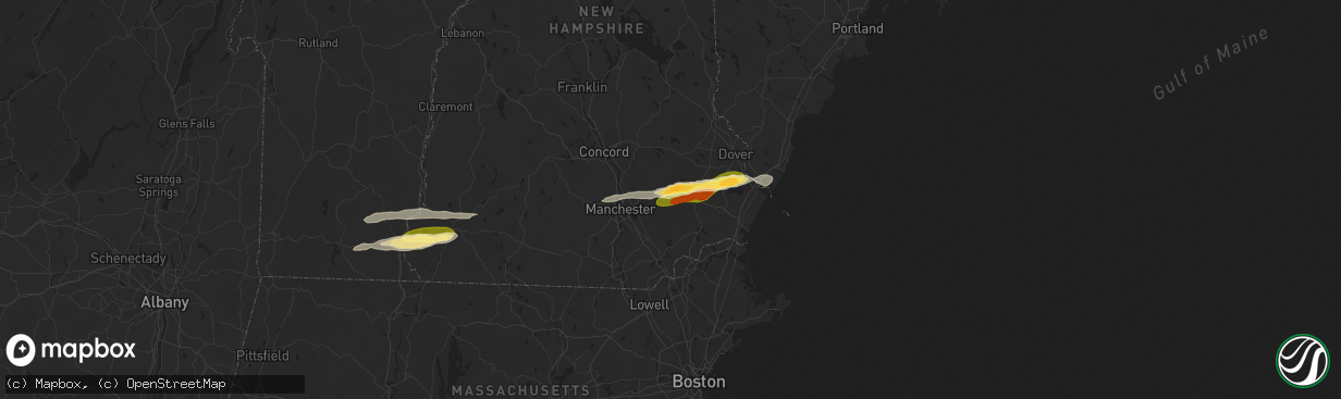 Hail map in Raymond, NH on June 23, 2024