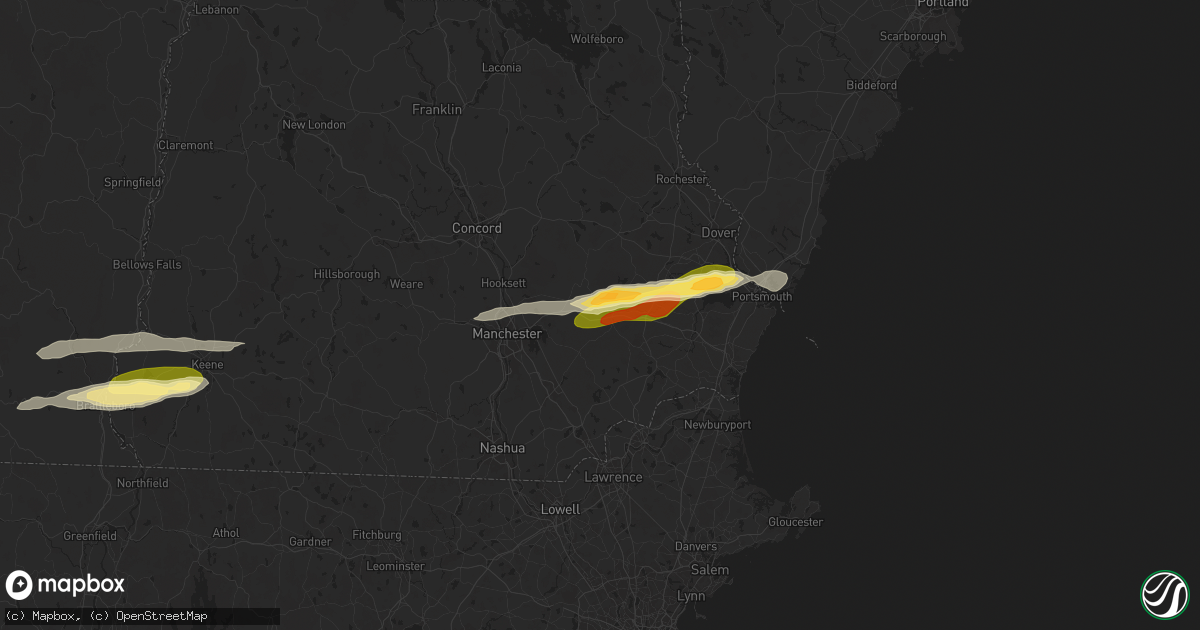 Hail map in Raymond, NH on June 23, 2024