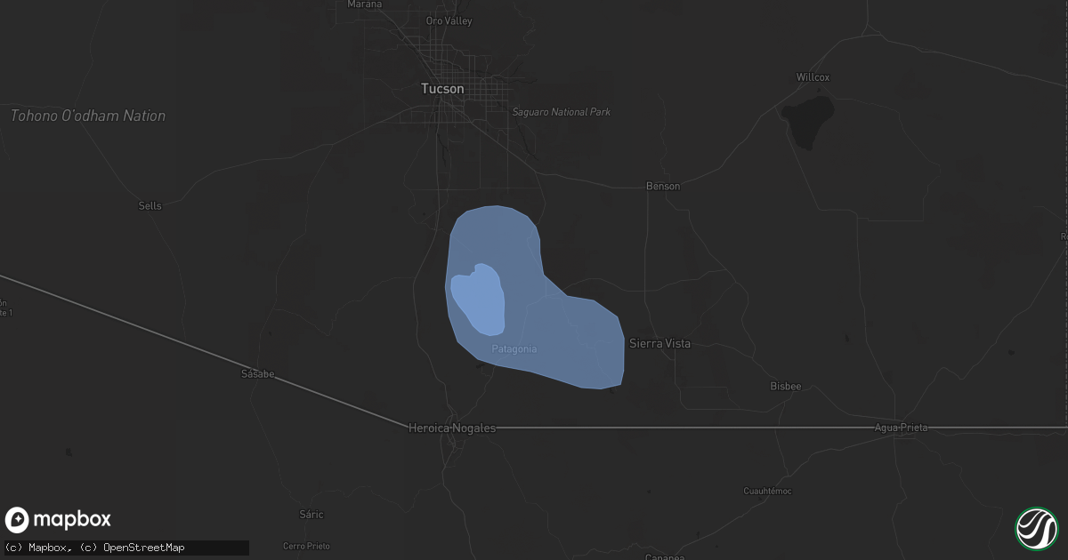 Hail map in Sonoita, AZ on June 23, 2024