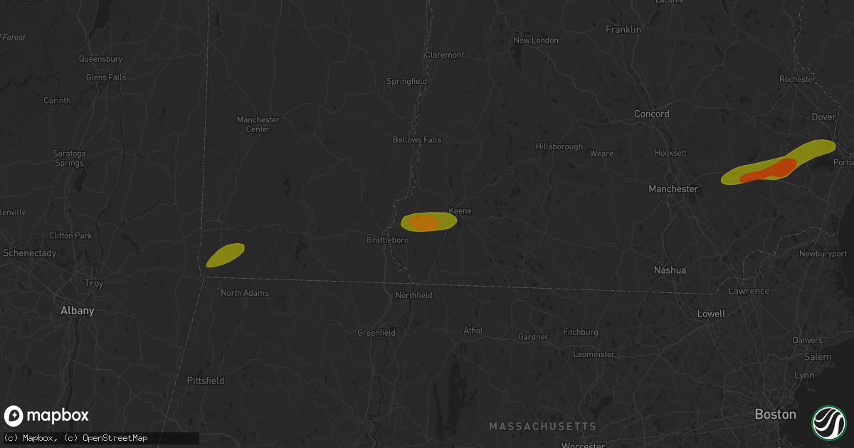 Hail map in Spofford, NH on June 23, 2024
