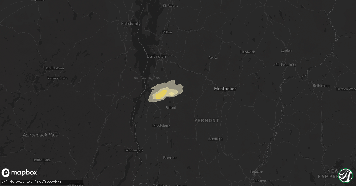 Hail map in Starksboro, VT on June 23, 2024