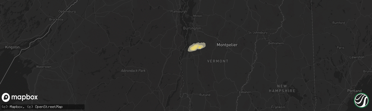 Hail map in Vergennes, VT on June 23, 2024