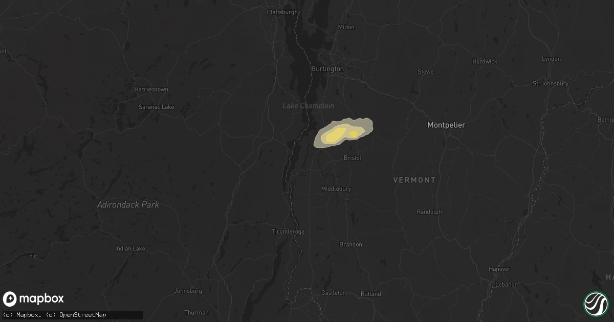 Hail map in Vergennes, VT on June 23, 2024