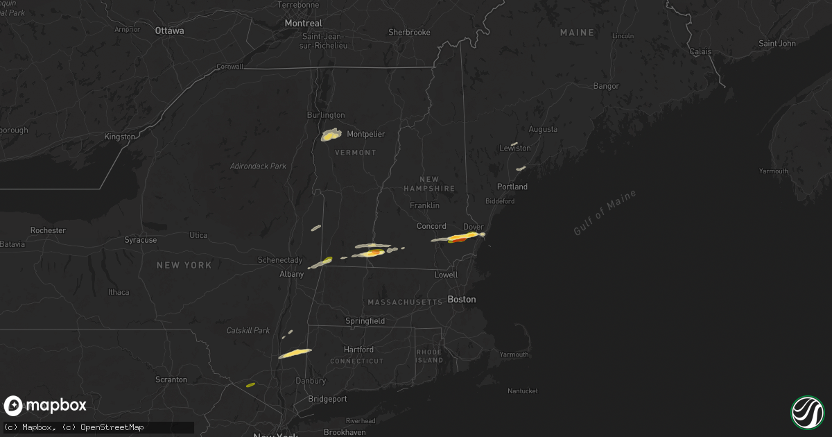 Hail map in Vermont on June 23, 2024