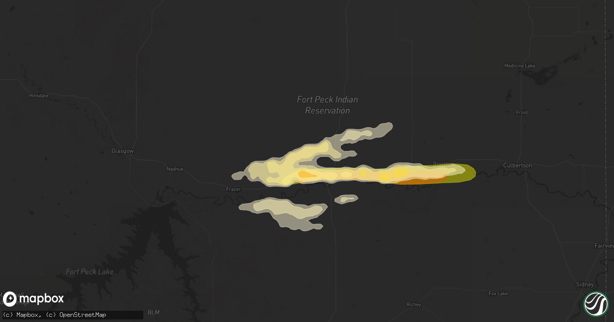 Hail map in Wolf Point, MT on June 23, 2024