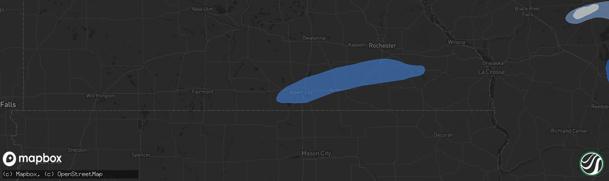 Hail map in Albert Lea, MN on June 23, 2025